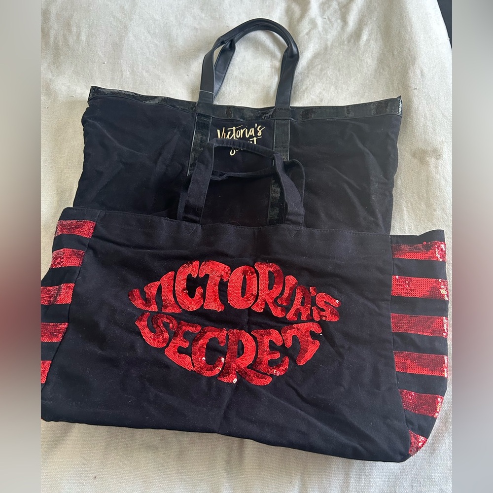 Lot of 2 Victoria’s Secret large tote bags